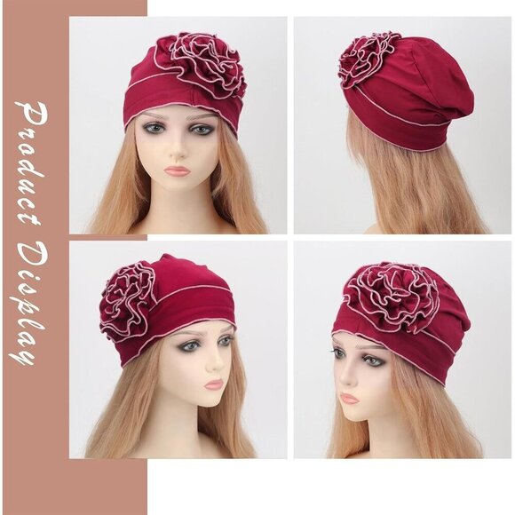 Cotton Beanie Turban Headwear for Women Elastic Chemo Cancer Hair Cover main image 4